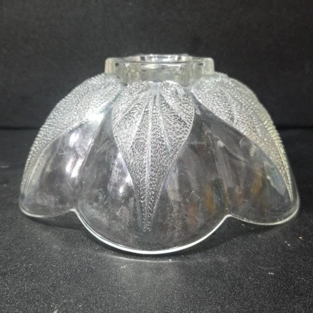 Indiana Glass‎ Clear Trinket Dish, Vintage Leaf Design Candy Bowl, Centerpiece